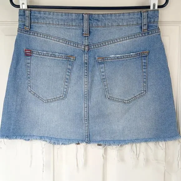UO BDG Notched Denim Mini Skirt S-P jeans cutoffs frayed light wash notched - Picture 2 of 11